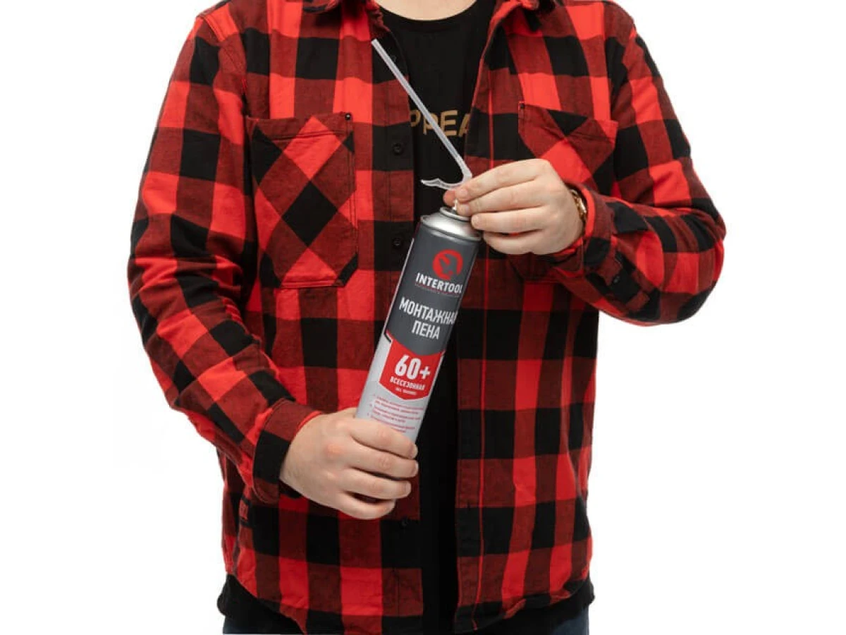 Піна монтажна, всесезонна, 750 мл / 1000 г, 60+ л, трубочка INTERTOOL FS-1100 