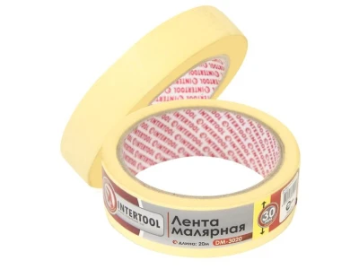 Стрічка малярська 30 мм, 20 м, жовта INTERTOOL DM-3020