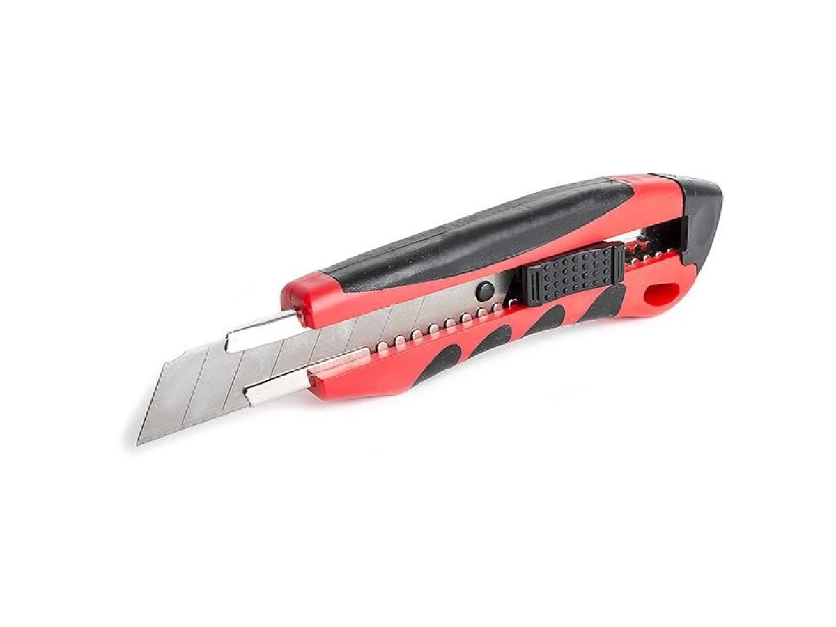 Ніж з відламним лезом 18 мм, металева напрямна, протиковзний корпус, подрібнювач INTERTOOL HT-0506 