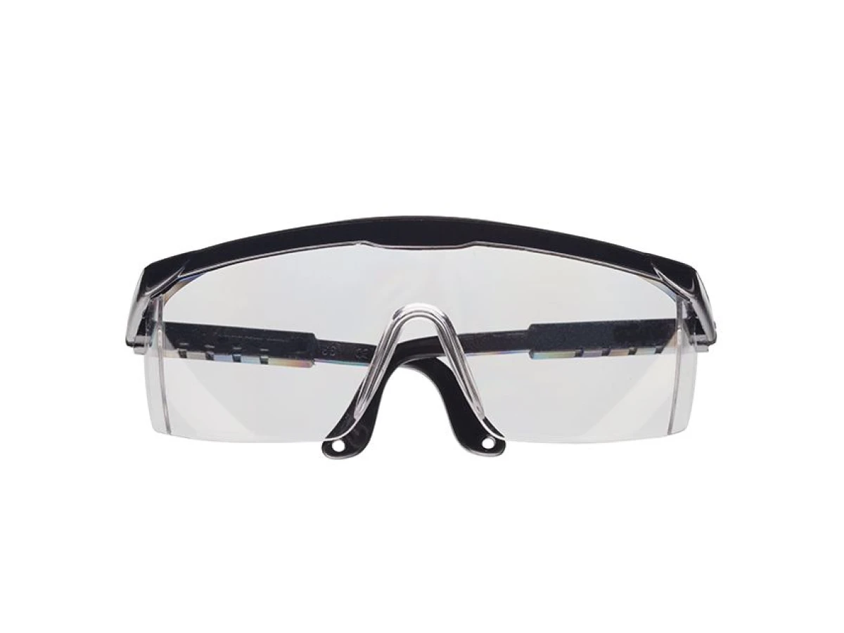 Очки защитные прозрачные, материал линз поликарбонат, регулируемые нейлоновые заушники, защита от удара, оптический класс 1 INTERTOOL SP-0080 