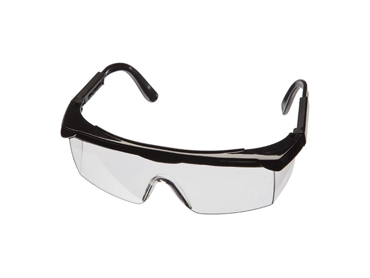 Очки защитные прозрачные, материал линз поликарбонат, регулируемые нейлоновые заушники, защита от удара, оптический класс 1 INTERTOOL SP-0080 