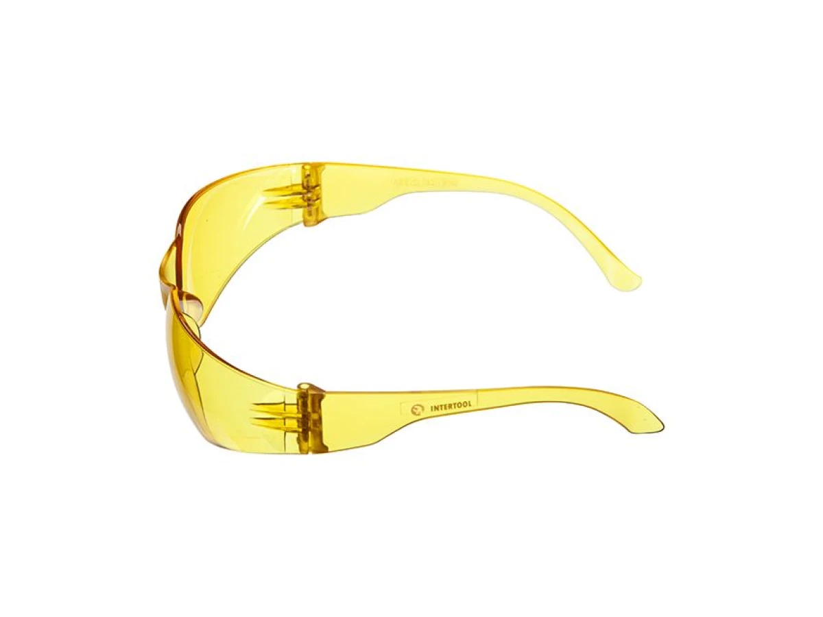 Очки защитные желтые, материал линз поликарбонат, материал дужек поликарбонат, защита от удара INTERTOOL SP-0084 