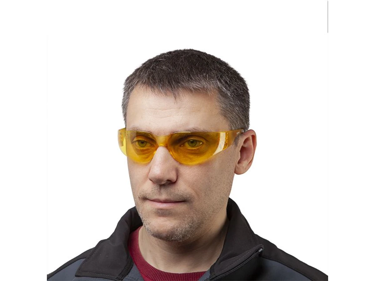 Очки защитные желтые, материал линз поликарбонат, материал дужек поликарбонат, защита от удара INTERTOOL SP-0084 