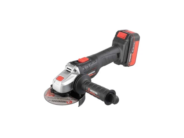 Шліфмашина кутова акумуляторна з безщітковим двигуном 20 В, 125 мм, 10000 об/хв., Li-Ion, 4.0 Аг, ЗП 4 А, кейс INTERTOOL WT-0366 