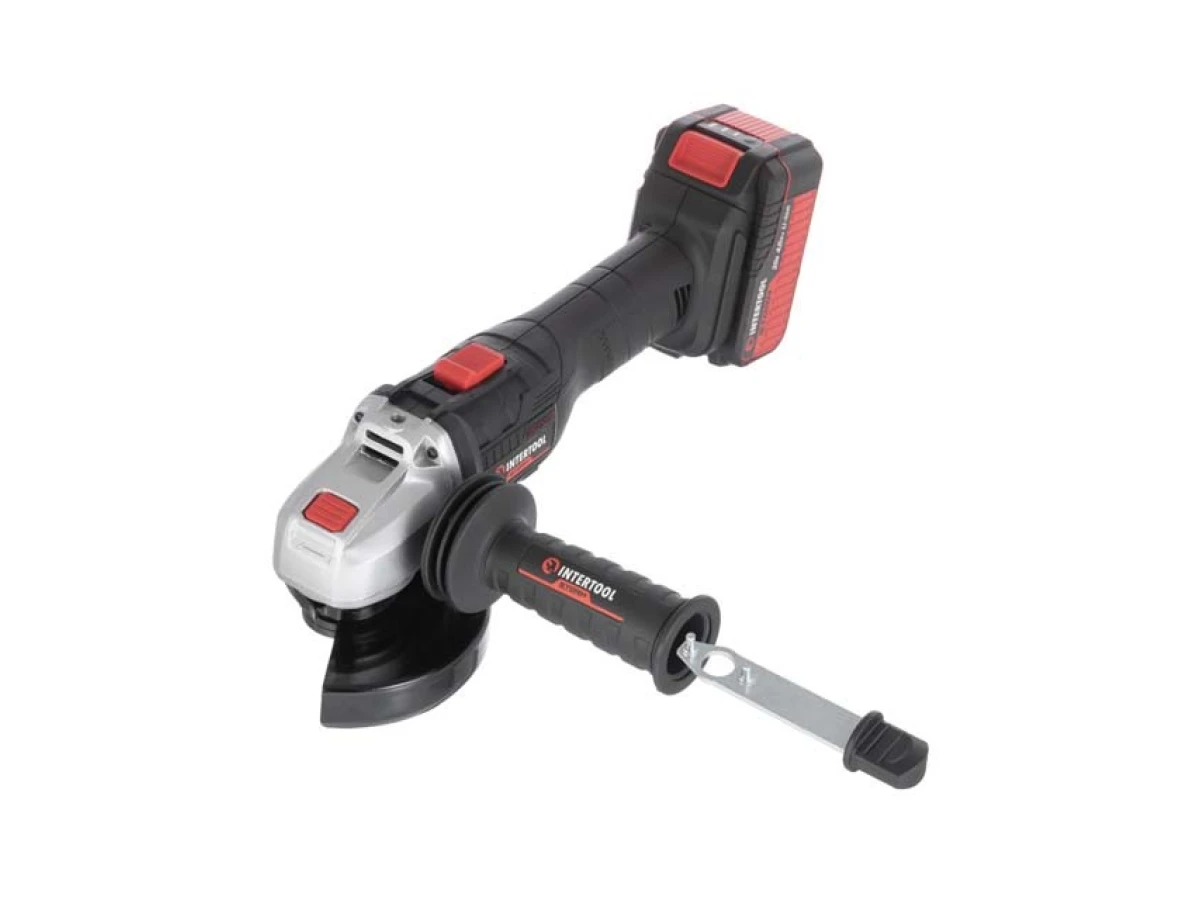 Шліфмашина кутова акумуляторна з безщітковим двигуном 20 В, 125 мм, 10000 об/хв., Li-Ion, 4.0 Аг, ЗП 4 А, кейс INTERTOOL WT-0366 