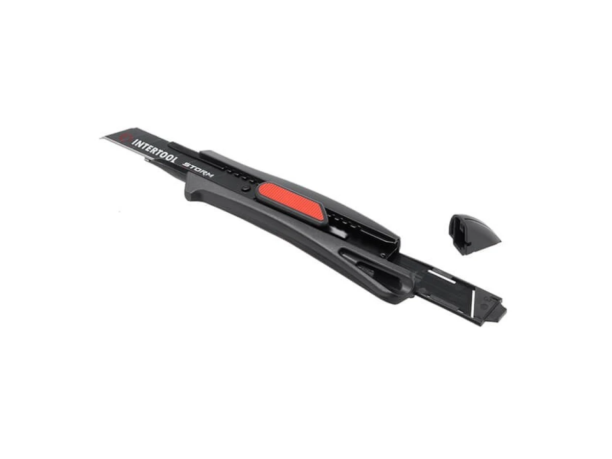 Нож сегментный мультифункциональный 18 мм, металлическая направляющая, Storm INTERTOOL HT-0537 