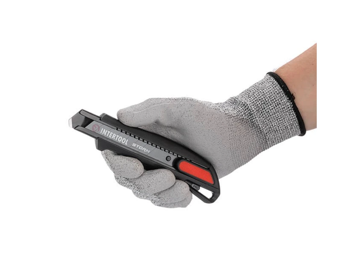 Нож сегментный мультифункциональный 18 мм, металлическая направляющая, Storm INTERTOOL HT-0537 