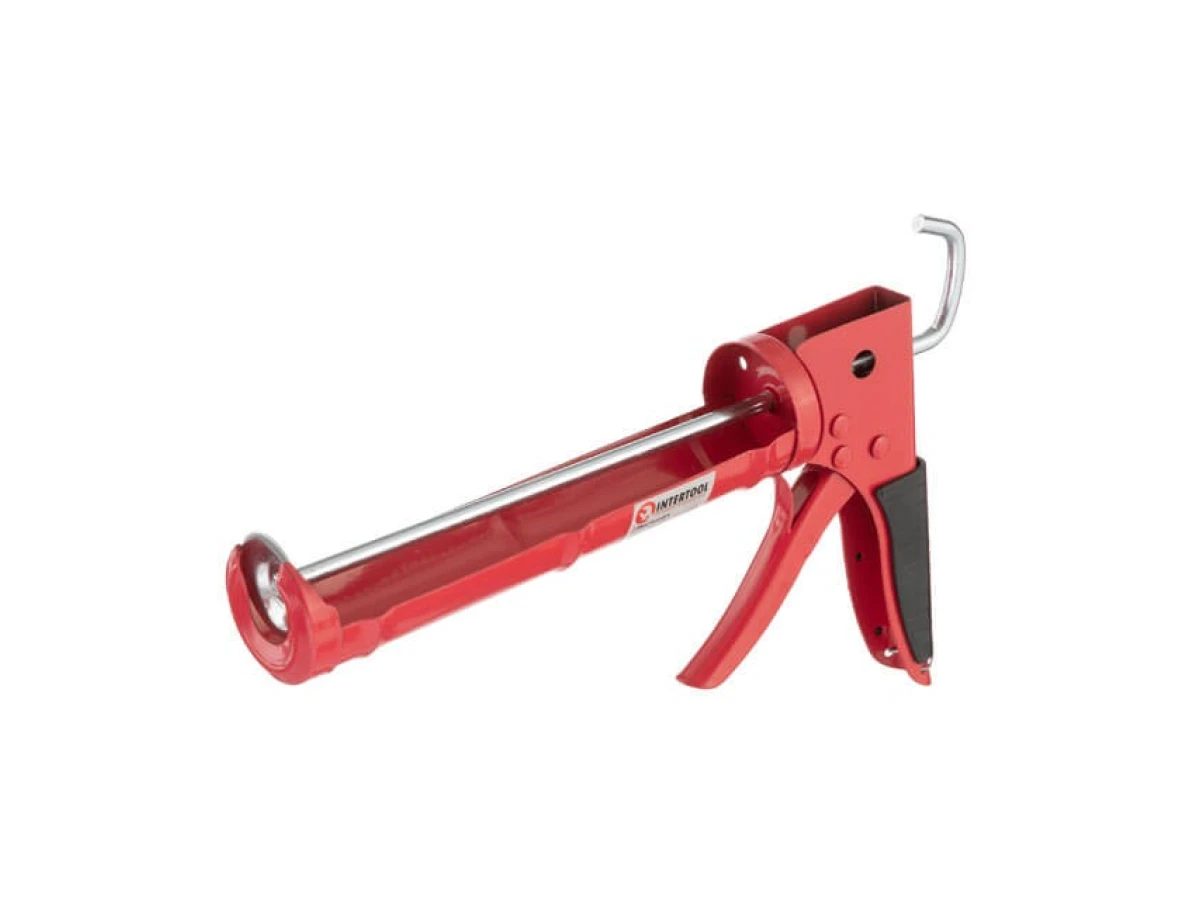 Пістолет для видавлювання силікону 225 мм, з прогумованою рукояткою INTERTOOL HT-0023 