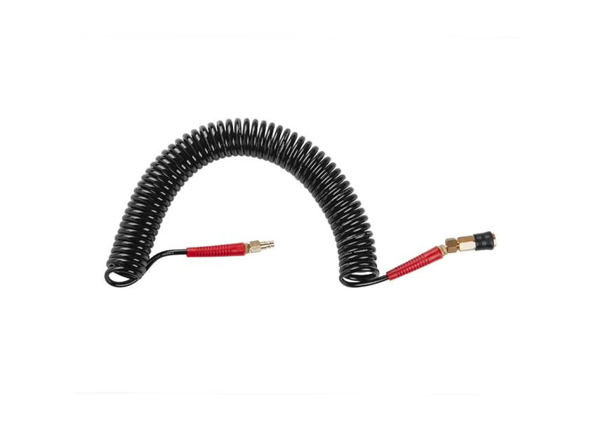 Шланг BLACK M-Flex 5.5*8 мм, 10 м спіральний поліуретановий з поворотним шарніром, латунними швидкороз'ємними з'єднаннями STORM INTERTOOL PT-1790 