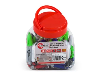 Міні-маркери перманентні кольорові L = 93 мм, 80 од./уп (чорний, синій, зелений, червоний) INTERTOOL KT-5011
