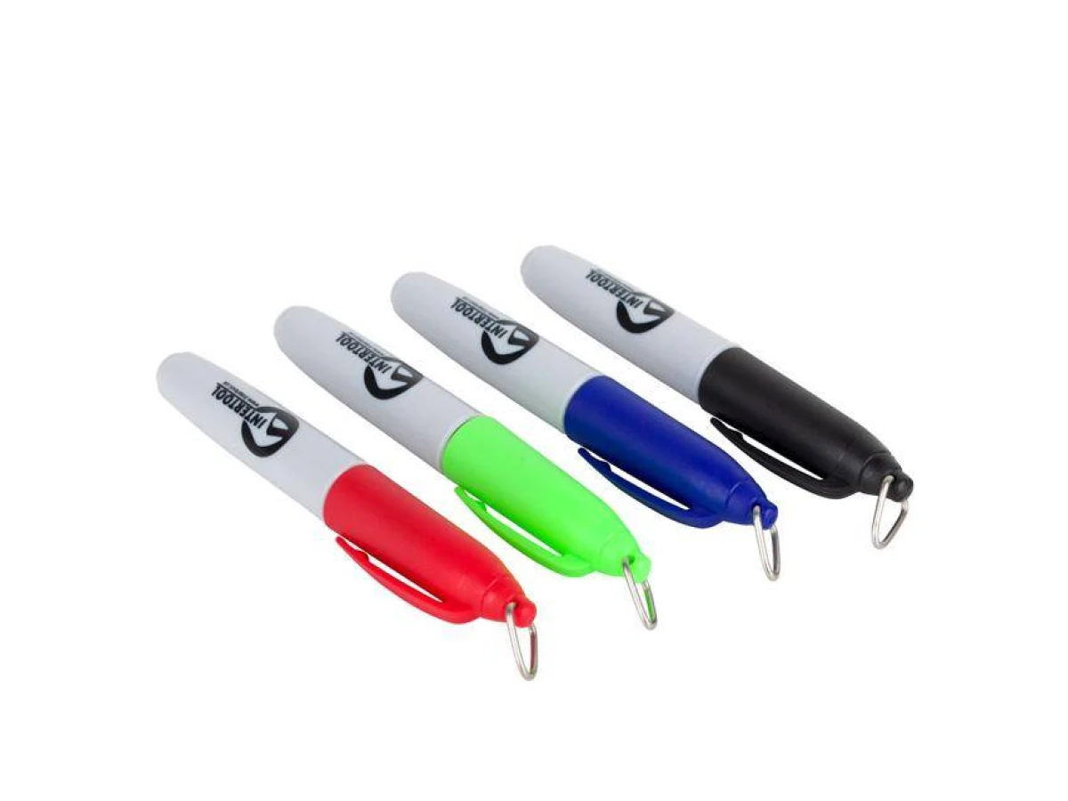 Міні-маркери перманентні кольорові L = 93 мм, 80 од./уп (чорний, синій, зелений, червоний) INTERTOOL KT-5011 