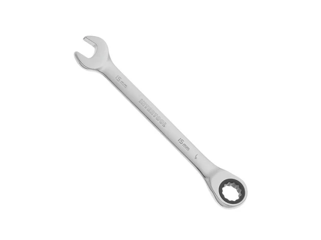 Ключ комбінований з тріскачкою 15 мм Cr-V; PROF DIN3113 INTERTOOL XT-1355 