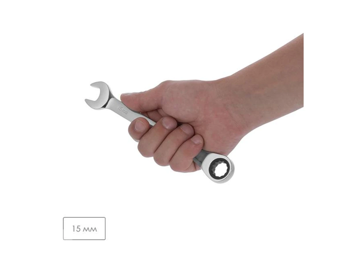 Ключ комбінований з тріскачкою 15 мм Cr-V; PROF DIN3113 INTERTOOL XT-1355 