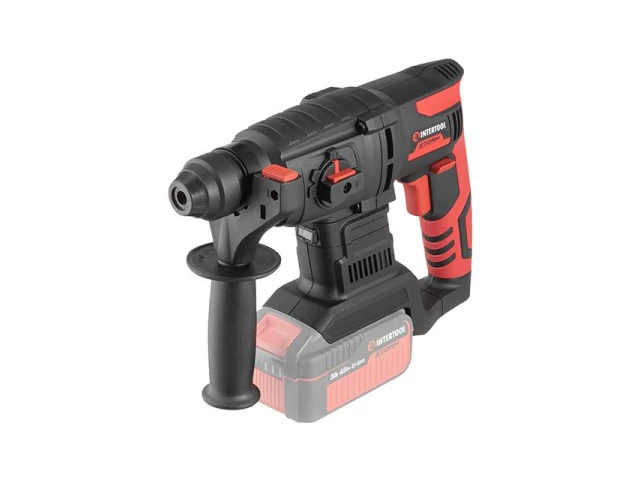 Перфоратор аккумуляторный с бесщеточным двигателем 20 В, 2 Дж, 0-1250 об/мин, 0-4800 уд/мин, SDS plus, без ЗУ и АКБ, кейс INTERTOOL WT-9370 