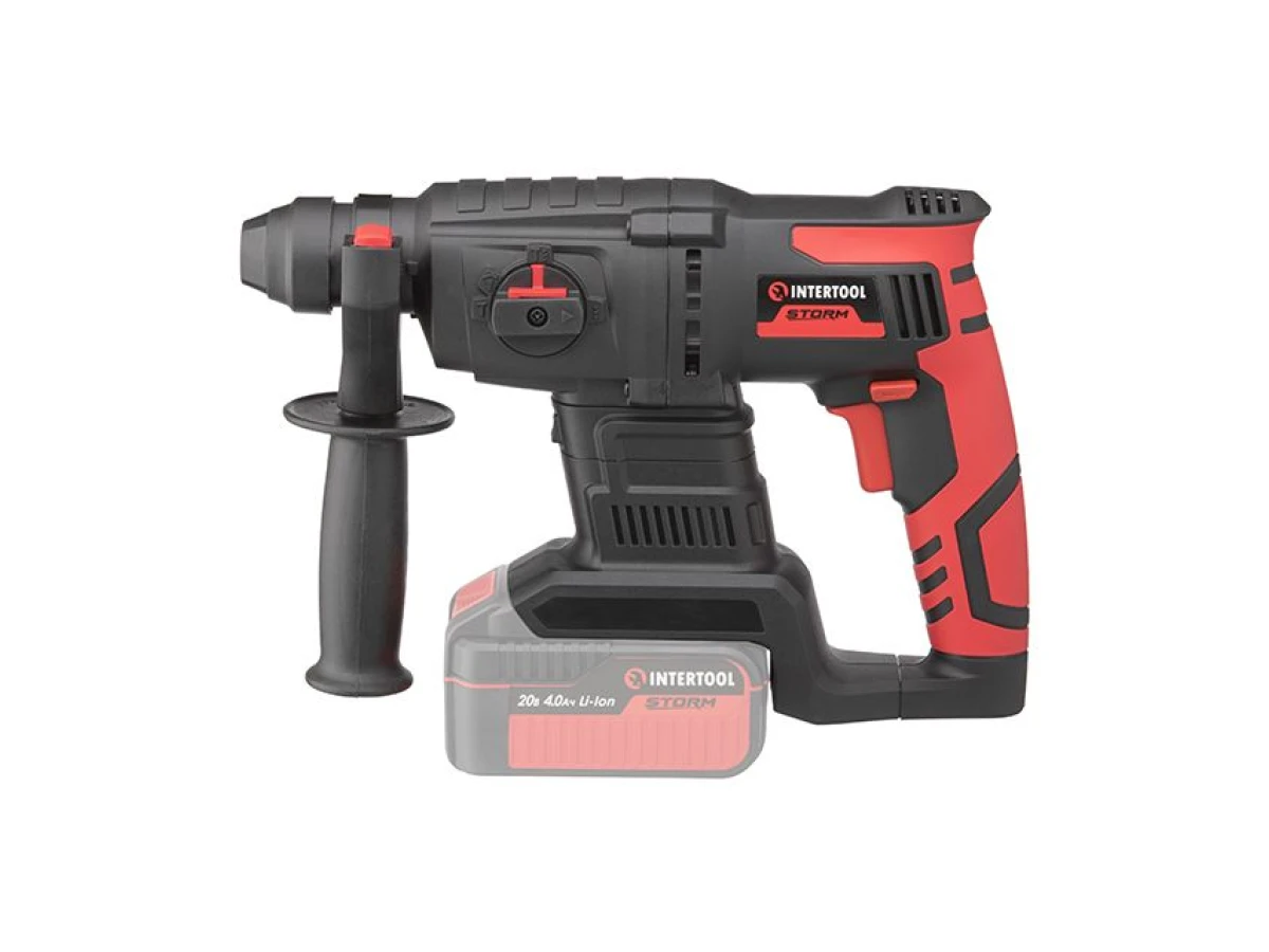 Перфоратор аккумуляторный с бесщеточным двигателем 20 В, 2 Дж, 0-1250 об/мин, 0-4800 уд/мин, SDS plus, без ЗУ и АКБ, кейс INTERTOOL WT-9370 