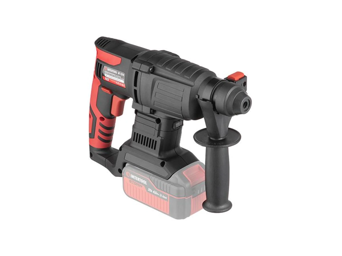 Перфоратор аккумуляторный с бесщеточным двигателем 20 В, 2 Дж, 0-1250 об/мин, 0-4800 уд/мин, SDS plus, без ЗУ и АКБ, кейс INTERTOOL WT-9370 