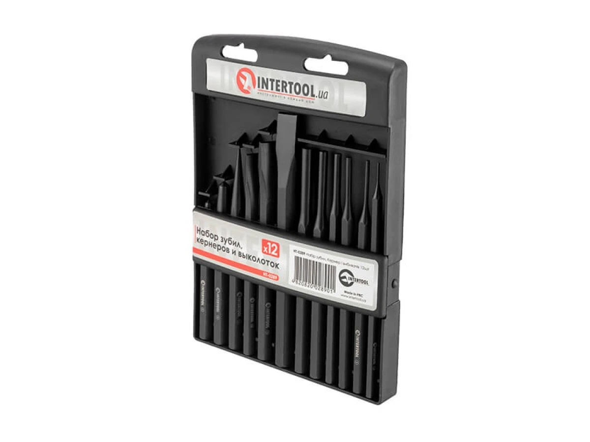 Набір зубил, кернерів та виколоток 12 од. INTERTOOL HT-0289 
