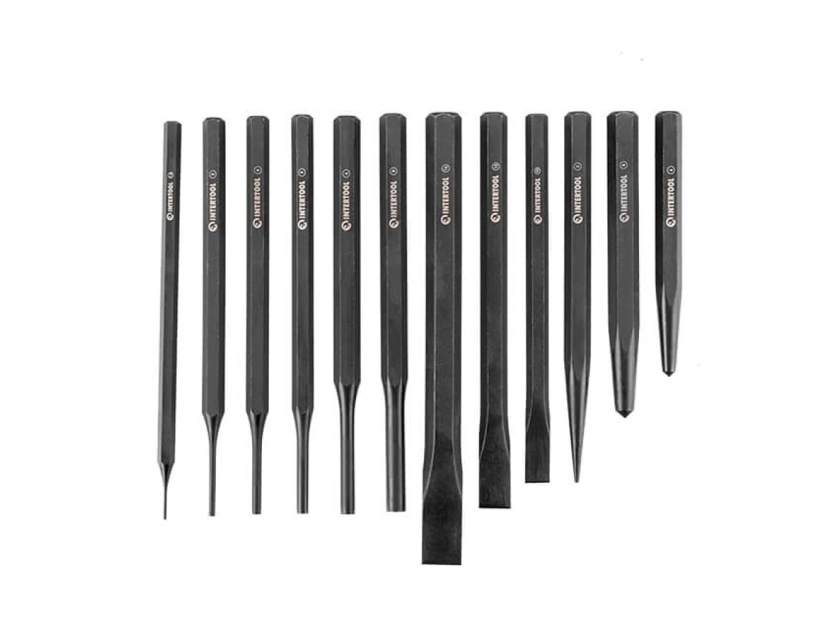 Набір зубил, кернерів та виколоток 12 од. INTERTOOL HT-0289 