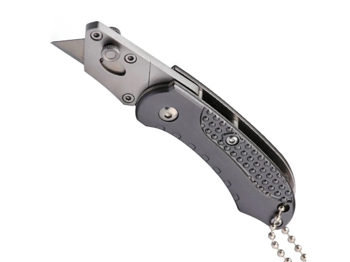 Ніж будівельний складаний з трапецієподібним лезом 9 мм міні, SK5, алюмінієва рукоятка INTERTOOL HT-0532 