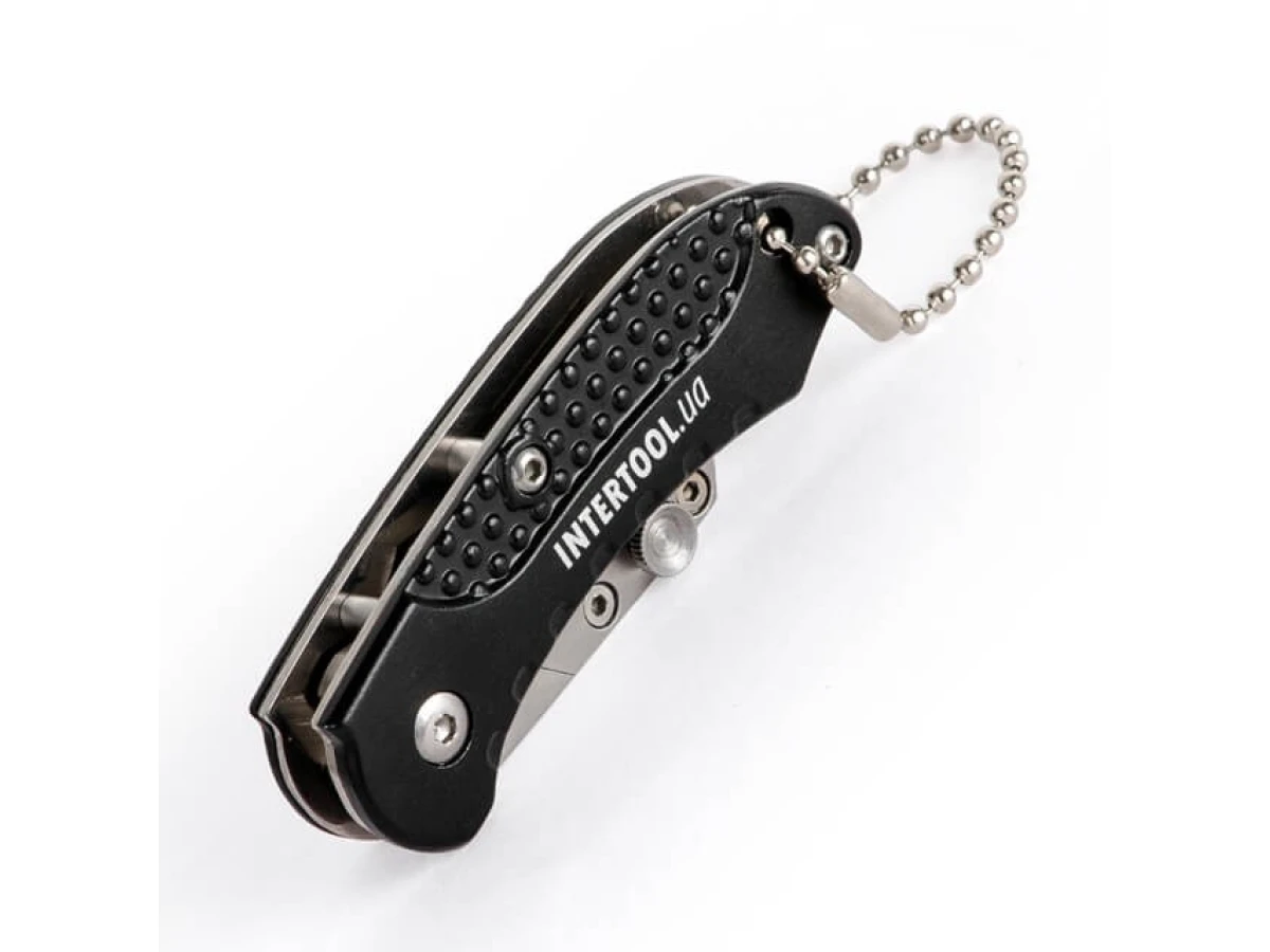 Ніж будівельний складаний з трапецієподібним лезом 9 мм міні, SK5, алюмінієва рукоятка INTERTOOL HT-0532 