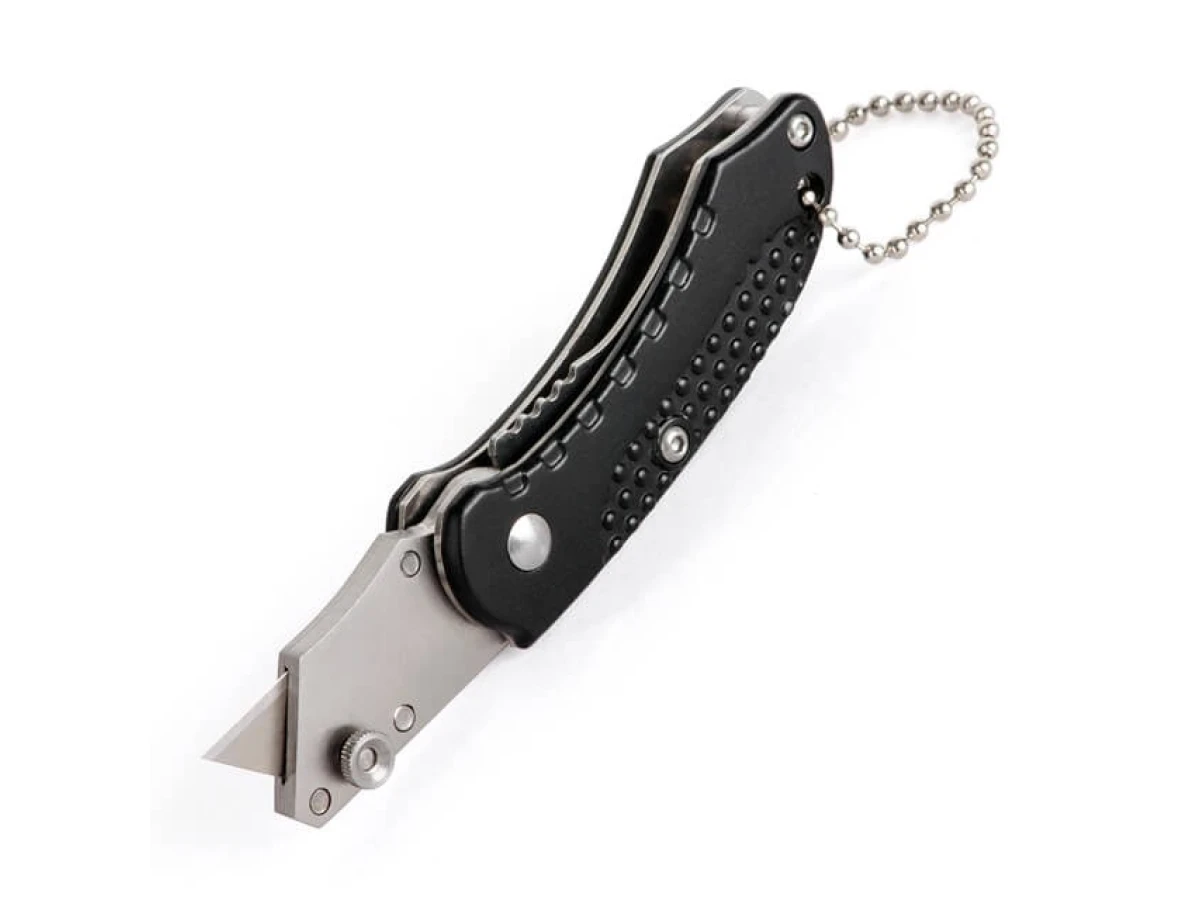 Ніж будівельний складаний з трапецієподібним лезом 9 мм міні, SK5, алюмінієва рукоятка INTERTOOL HT-0532 