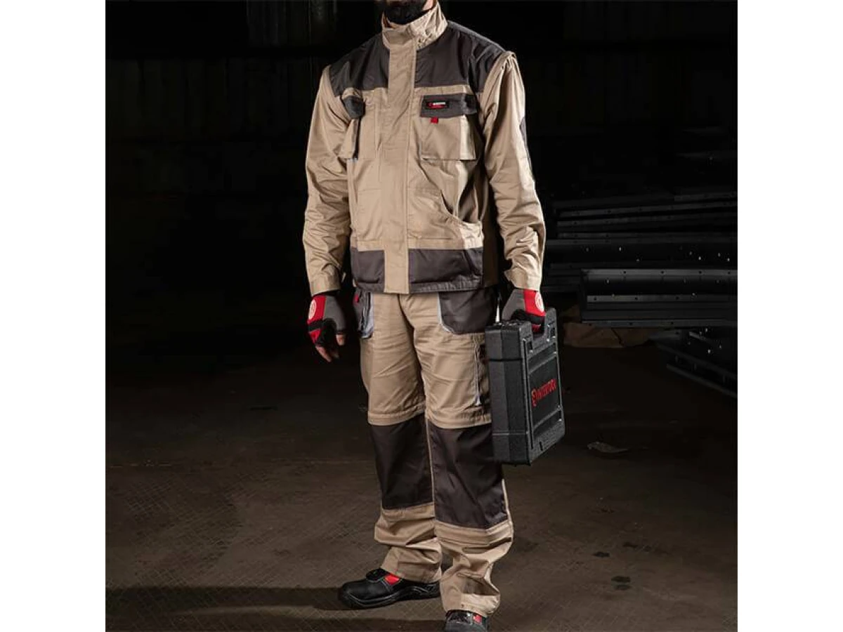 Брюки трансформер робочі з лямками 6 в 1, 100% бавовна, щільність 180 г / м2, M INTERTOOL SP-3042 