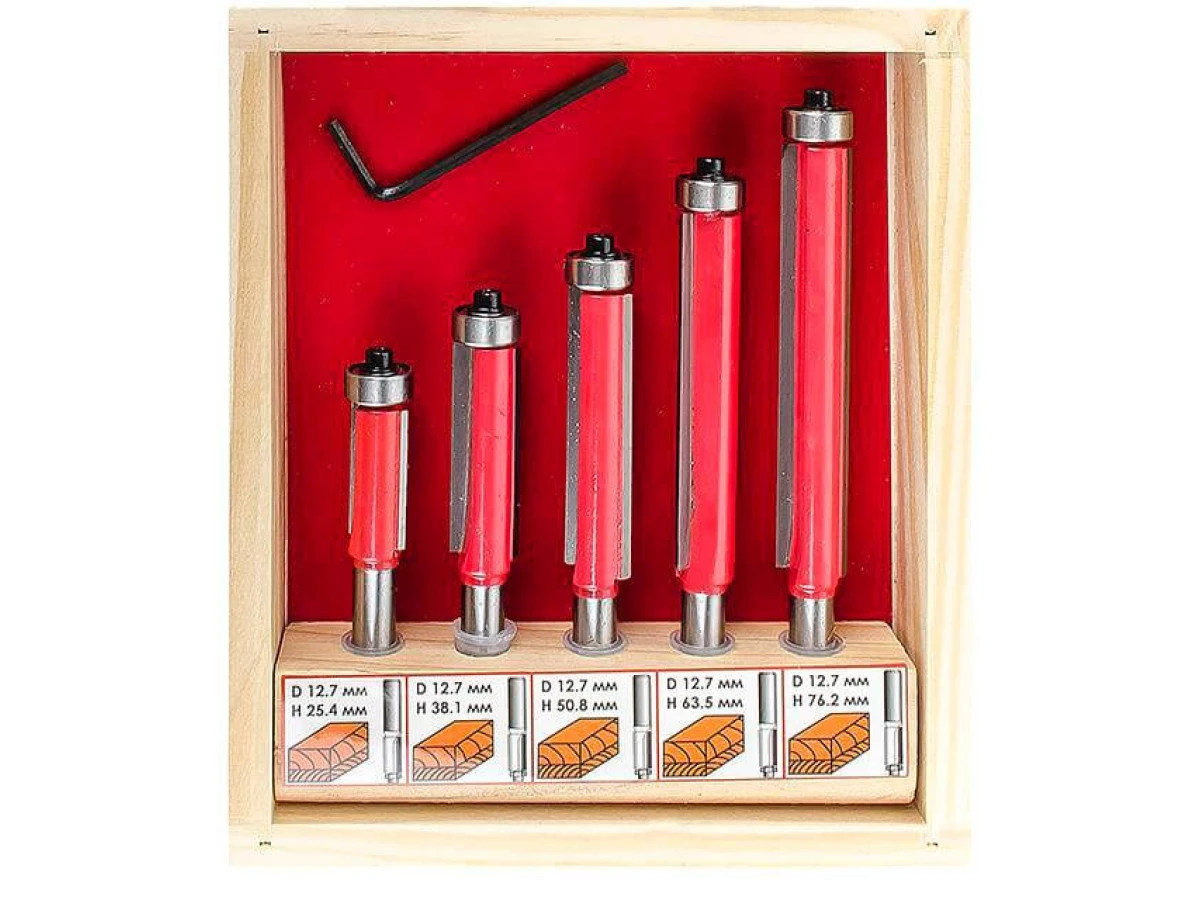 Набір фрез кромкових прямих, 5 шт INTERTOOL HT-0076 