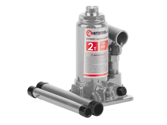 Домкрат "столбик" одноштоковый 2 т, в пластиковом кейсе INTERTOOL GT0051 