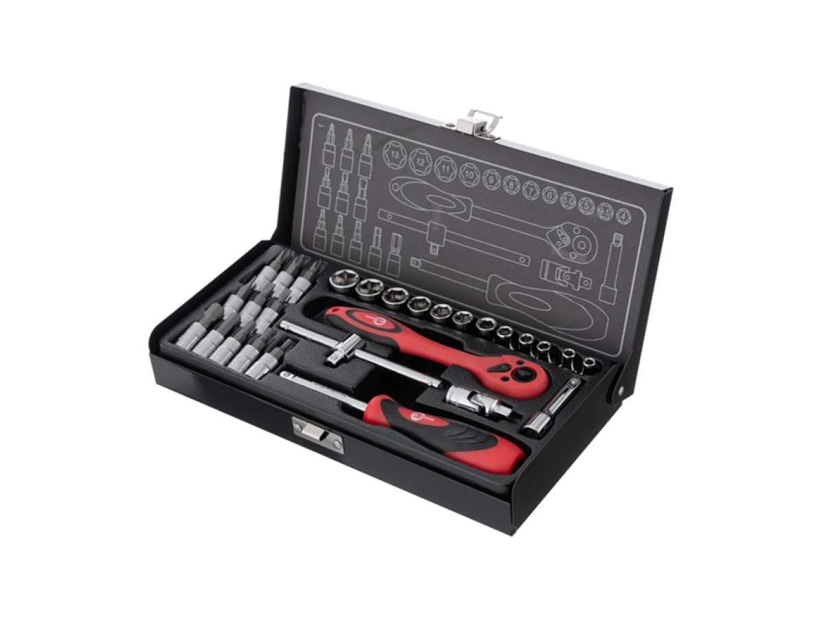 Набір інструментів 1/4", 28 од. (гол. 4-13 мм, біти 11 од.) INTERTOOL ET-6028 