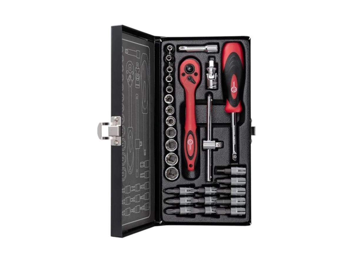 Набір інструментів 1/4", 28 од. (гол. 4-13 мм, біти 11 од.) INTERTOOL ET-6028 