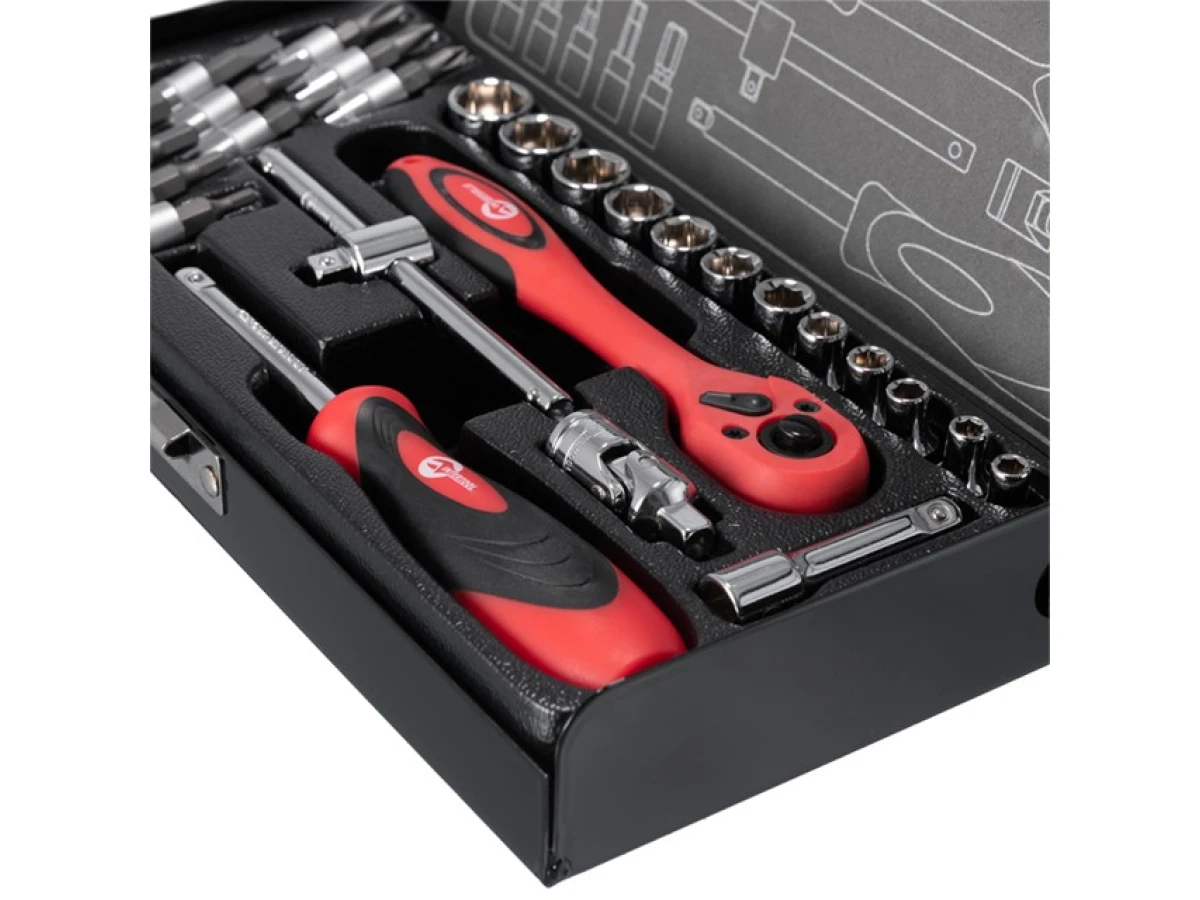 Набір інструментів 1/4", 28 од. (гол. 4-13 мм, біти 11 од.) INTERTOOL ET-6028 