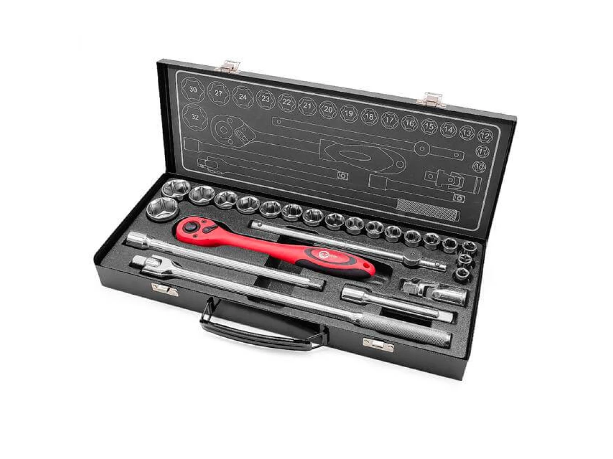 Набір інструментів професійний 1/2", 25 од. (гол. 10-32 мм) INTERTOOL ET-6025 