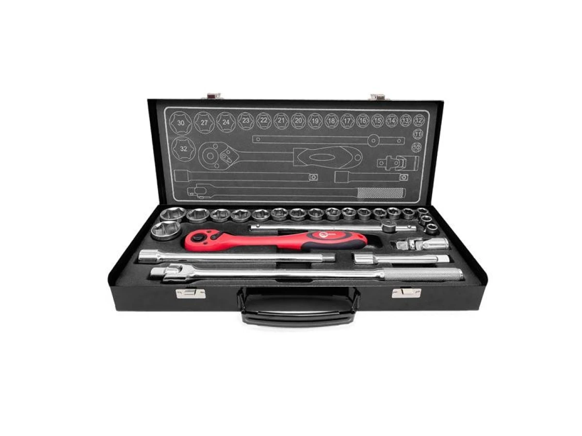 Набір інструментів професійний 1/2", 25 од. (гол. 10-32 мм) INTERTOOL ET-6025 