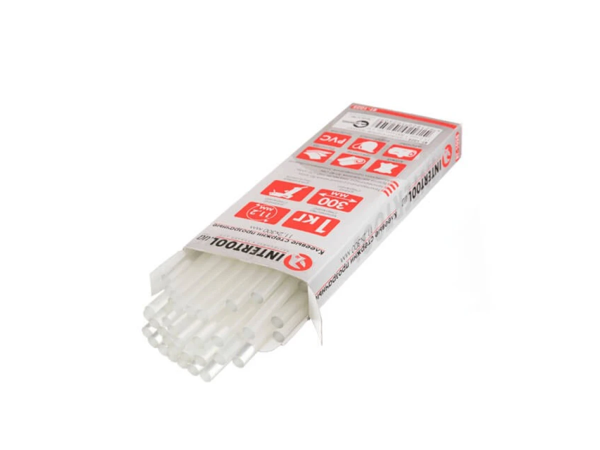 Комплект стрижнів клейових прозорих 11,2 мм * 300 мм, уп. 1 кг INTERTOOL RT-1025 