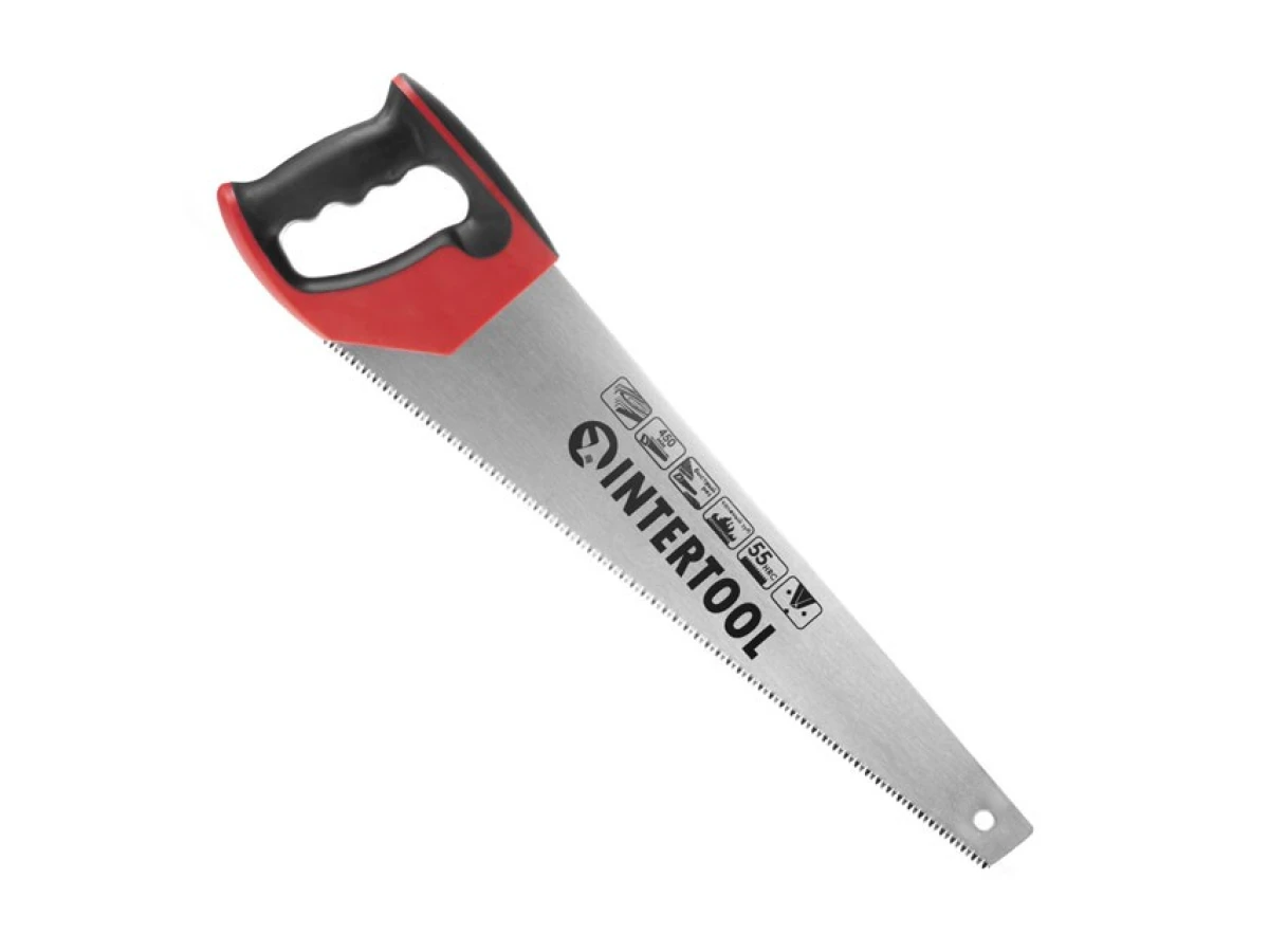 Ножівка по деревині 450 мм, з гартованим зубом, потрійне заточування, 7 зуб/дюйм INTERTOOL HT-3105 