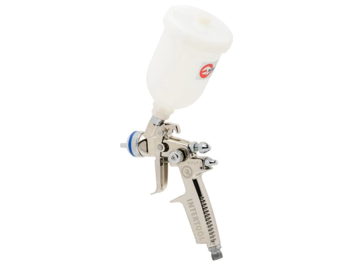 Фарбопульт пневматичний HVLP II MINI професійний, форсунка 0.8 мм, верхній пластиковий бачок 250 мл, 2-2.5 бар INTERTOOL PT-0128 