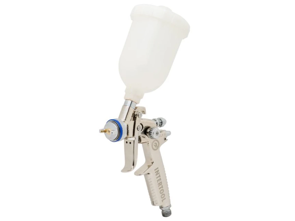 Фарбопульт пневматичний HVLP II MINI професійний, форсунка 0.8 мм, верхній пластиковий бачок 250 мл, 2-2.5 бар INTERTOOL PT-0128 