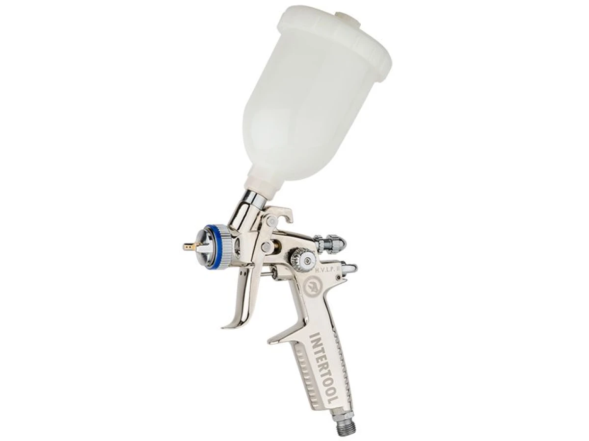 Фарбопульт пневматичний HVLP II MINI професійний, форсунка 0.8 мм, верхній пластиковий бачок 250 мл, 2-2.5 бар INTERTOOL PT-0128 