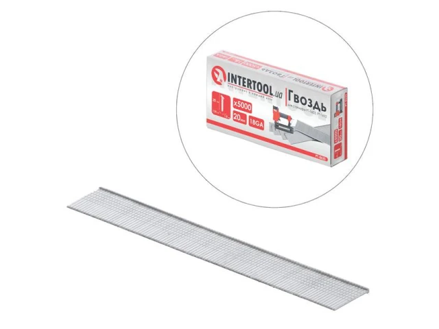Цвях для степлера, 20 мм, 1.0*1.25 мм, 5000 шт/уп. INTERTOOL PT-8620 