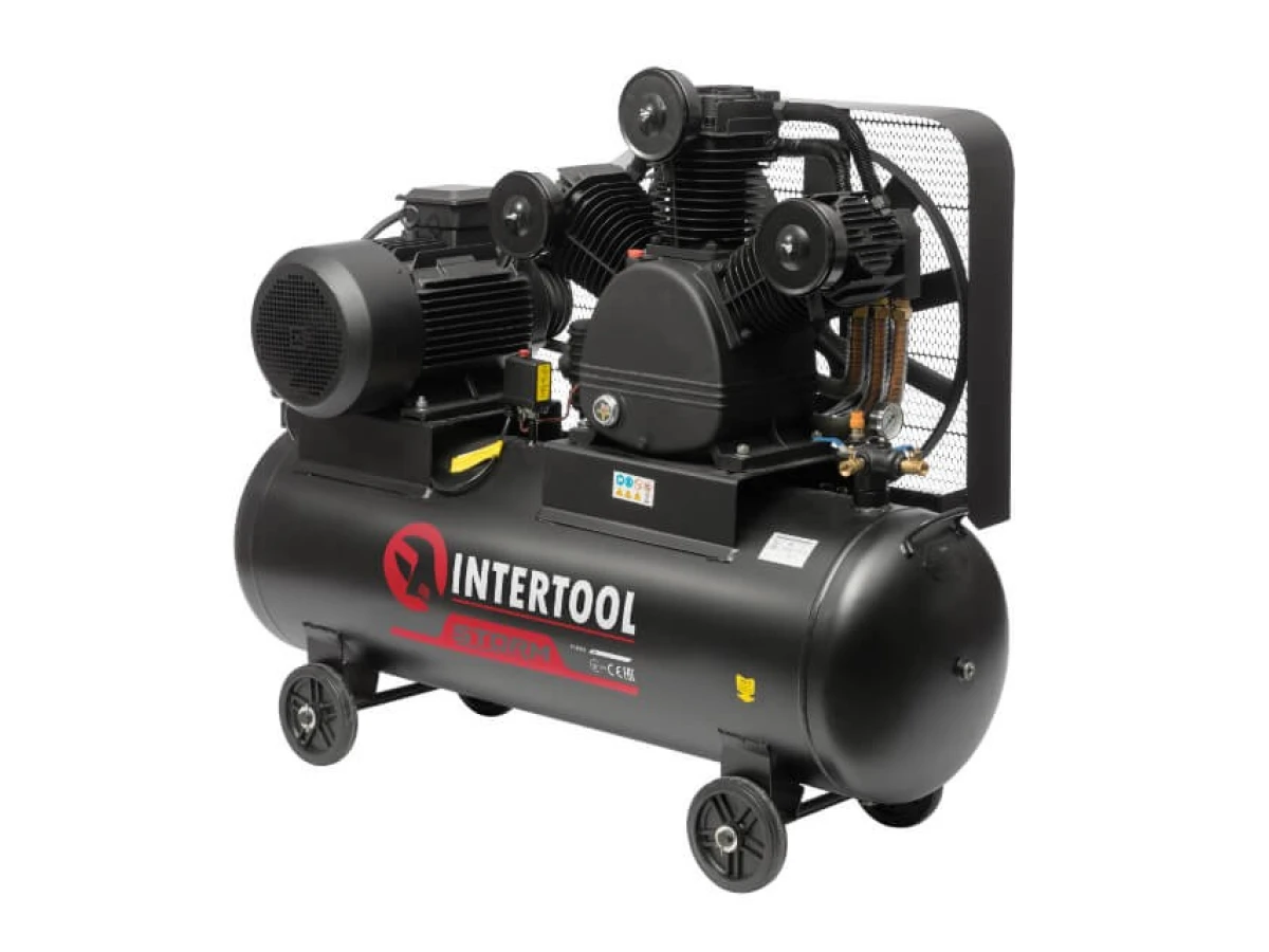 Компресор 300 л, 15 кВт, 380 В, 10 aтм, 2000 л/хв., 3 циліндри INTERTOOL PT-0052 