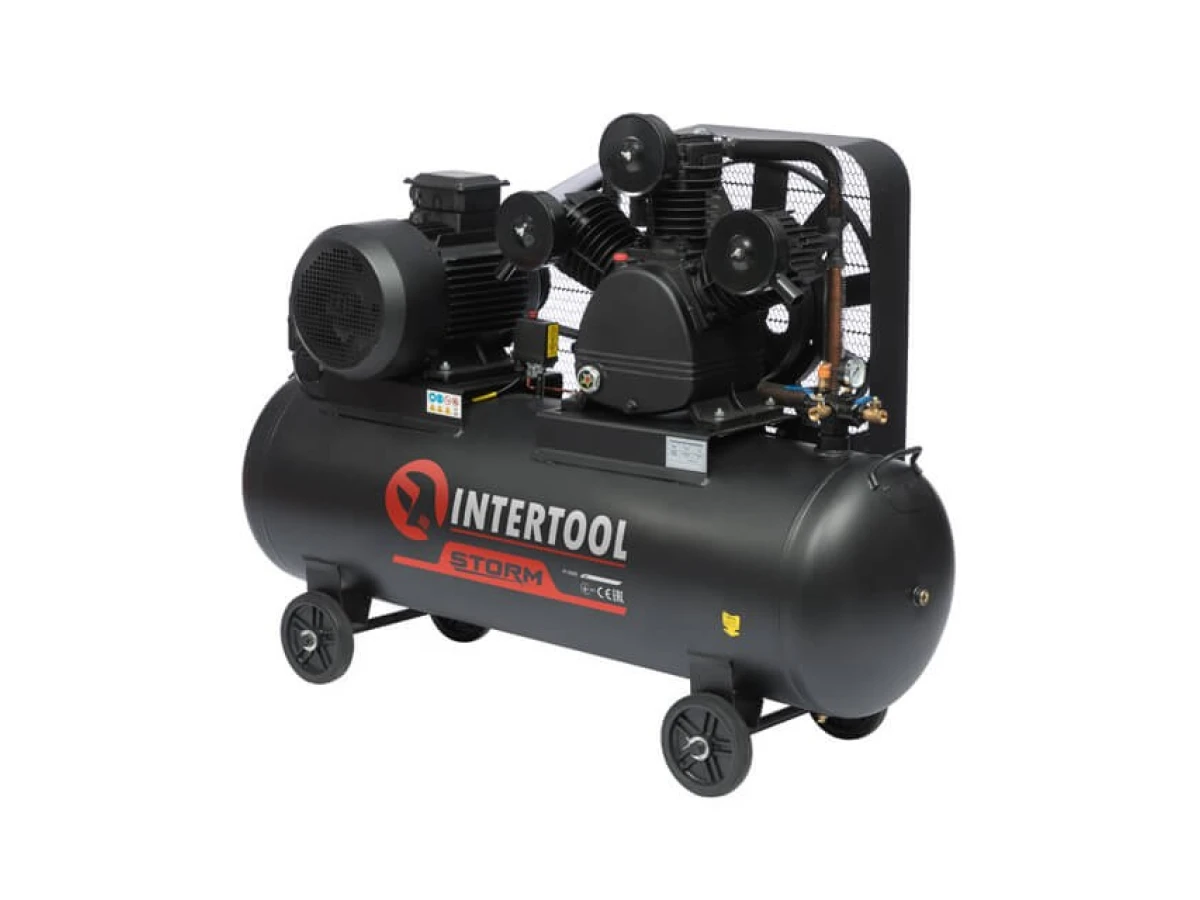 Компресор 300 л, 11 кВт, 380 В, 10 aтм, 1600 л/хв., 3 циліндри INTERTOOL PT-0050 