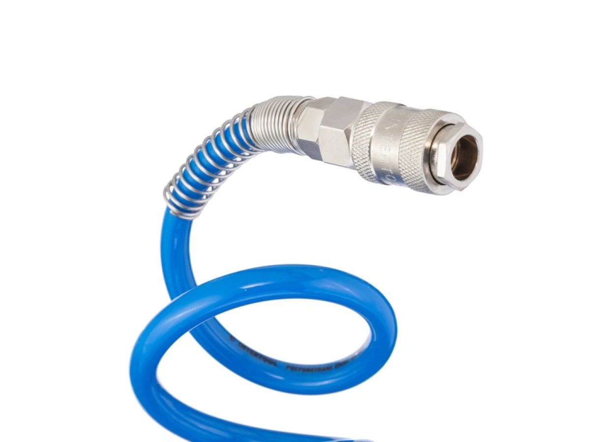 Шланг спіральний поліуретановий 6.5х10мм, 15м з швидкороз'ємними з'єднаннями INTERTOOL PT-1712 