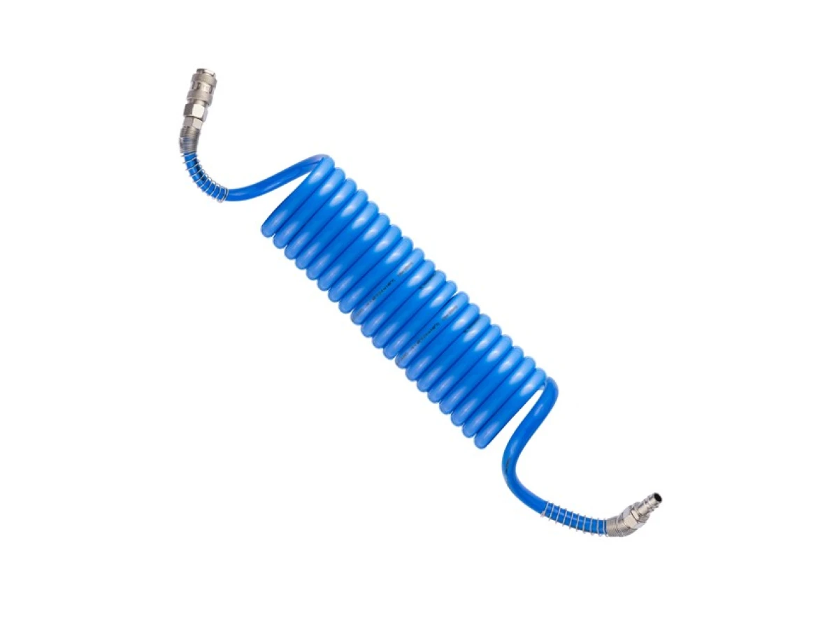 Шланг спиральный полиуретановый 8*12 мм, 5м с быстроразъемными соединениями INTERTOOL PT-1715 