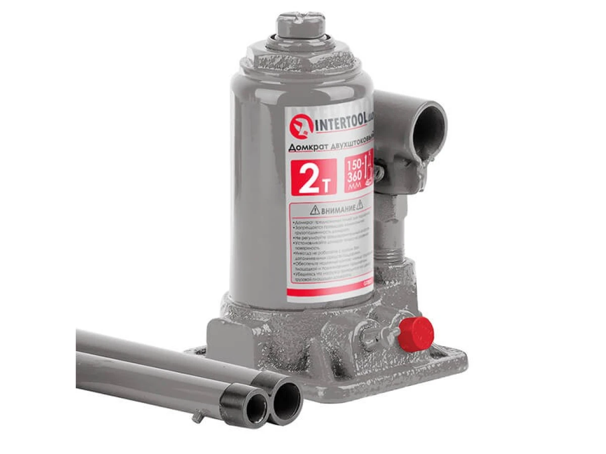 Домкрат "столбик" 2-х штоковый 2 т, 150-360 мм INTERTOOL GT0031 