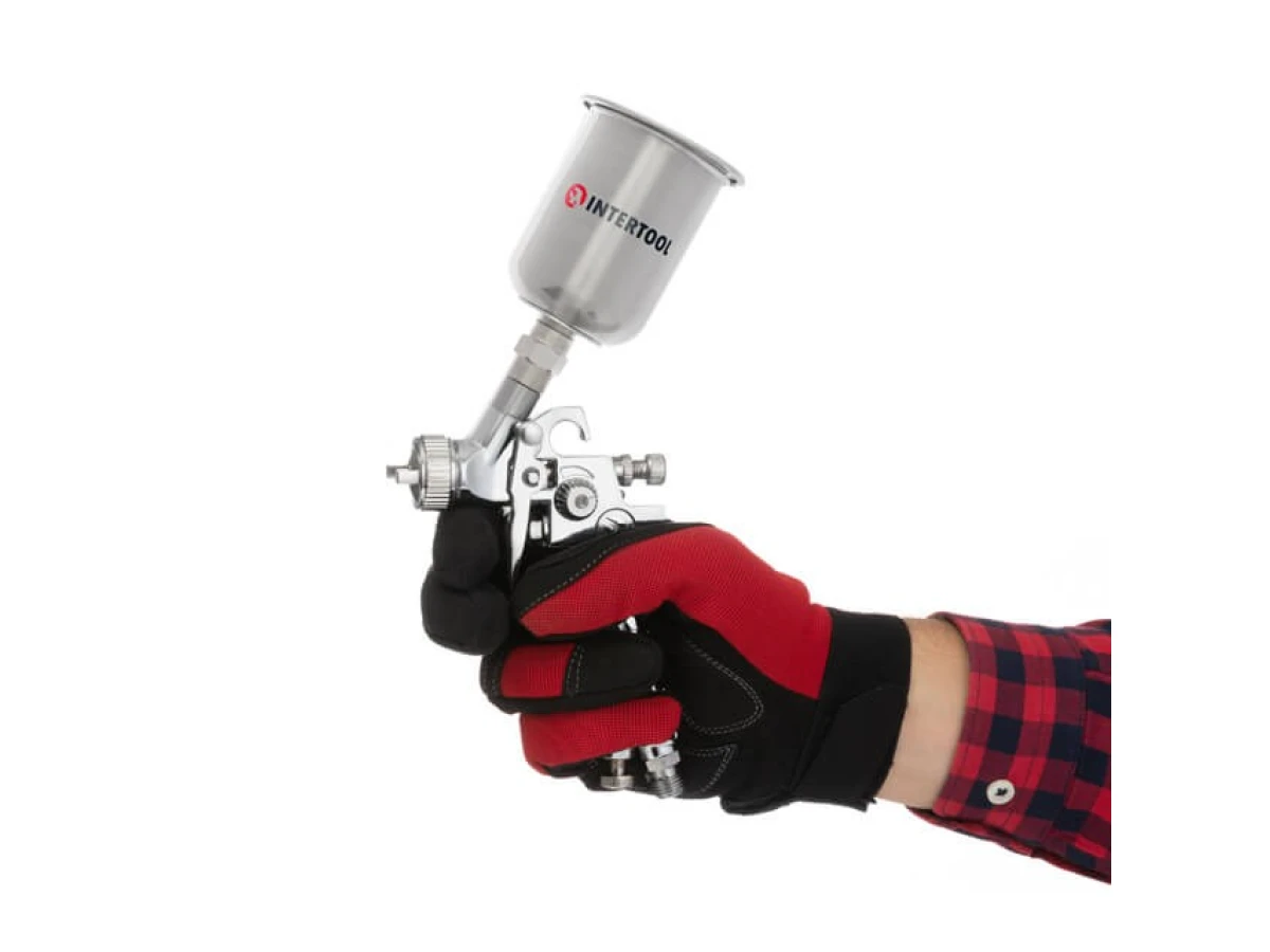 Фарбопульт пневматичний HP MINI, форсунка 0.5 мм, верхній металевий бачок 125 мл, 5 бар INTERTOOL PT-0306 