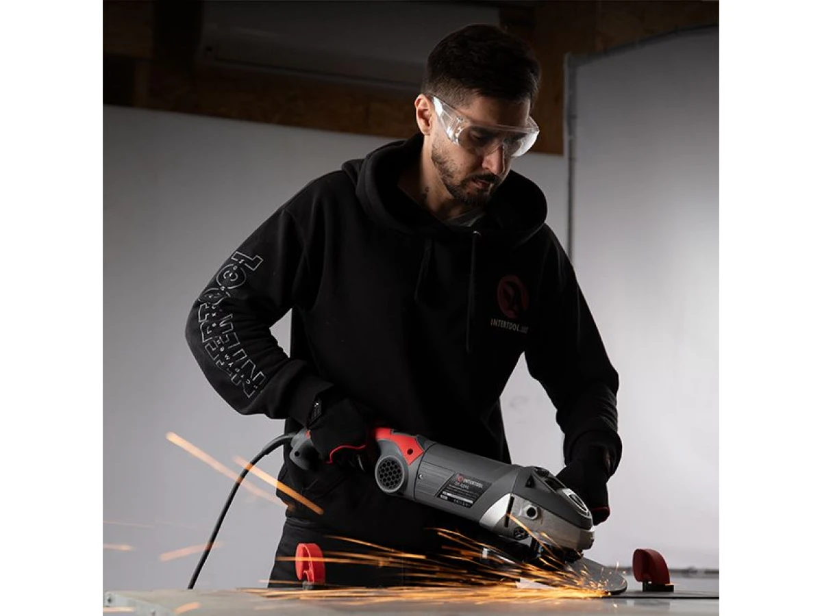 Шлифмашина угловая 2500 Вт, 6500 об/мин, диаметр круга 230 мм, плавный пуск, поворотная рукоятка INTERTOOL DT-0295 