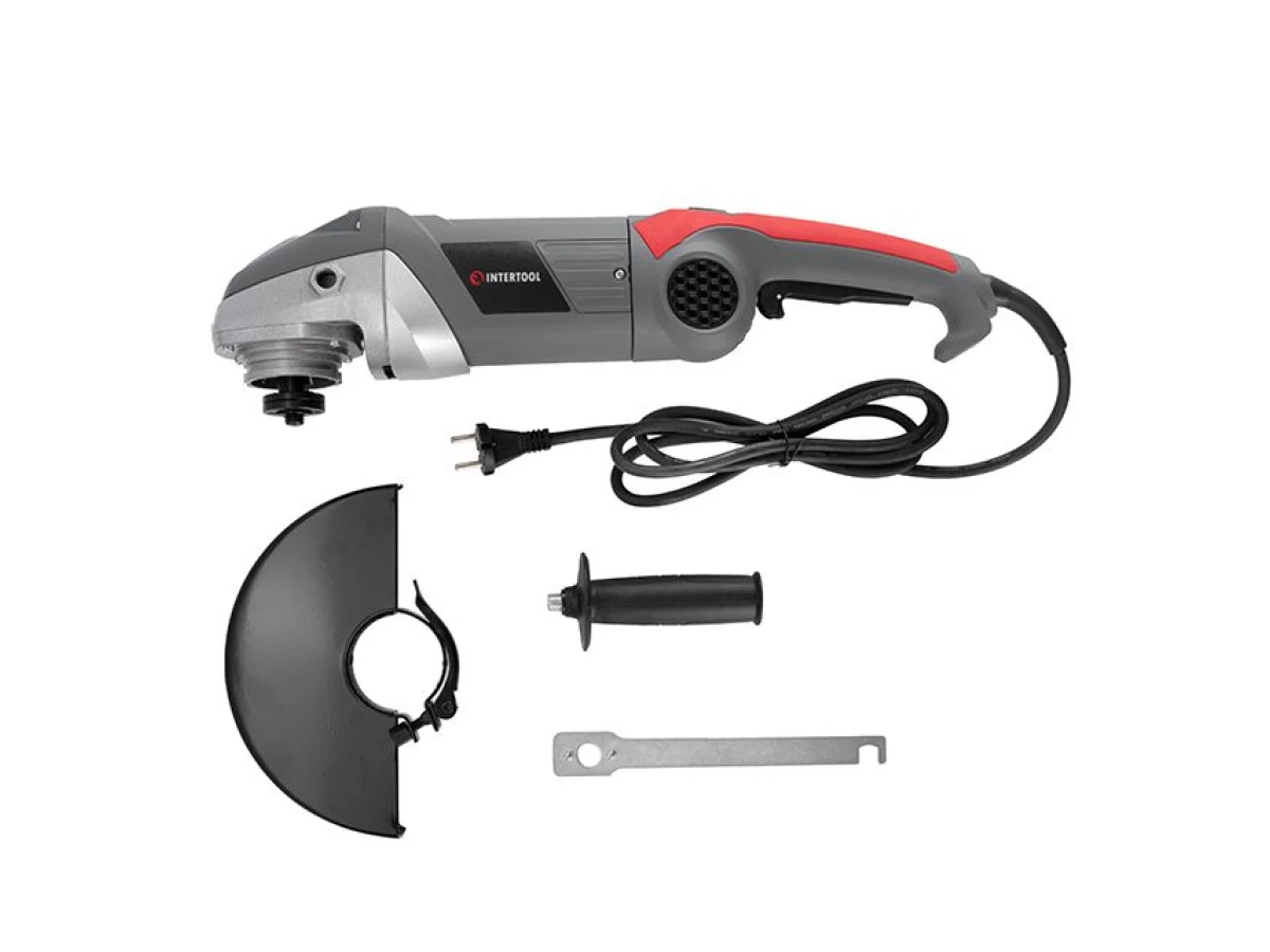 Шлифмашина угловая 2500 Вт, 6500 об/мин, диаметр круга 230 мм, плавный пуск, поворотная рукоятка INTERTOOL DT-0295 