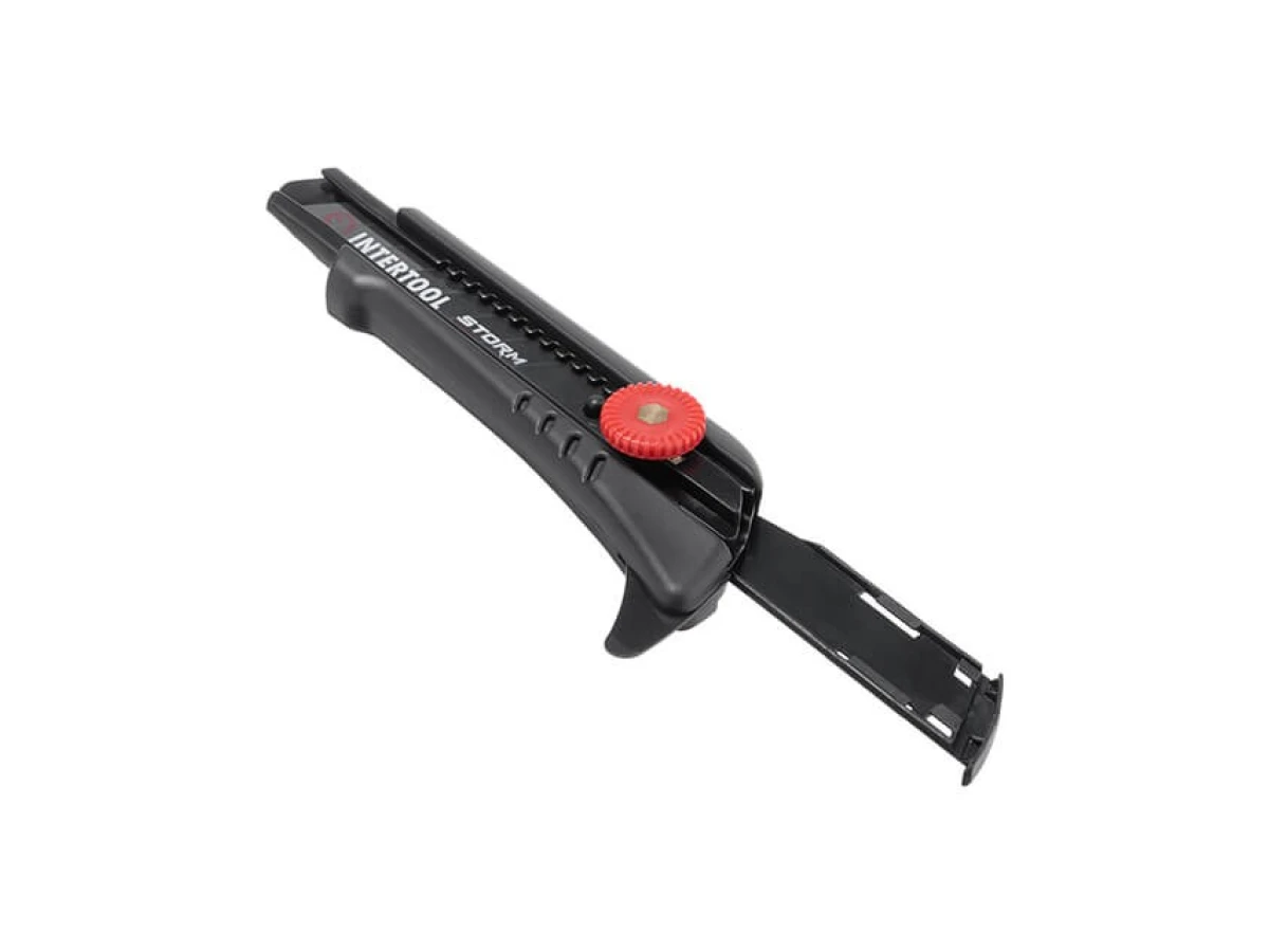 Нож сегментный для линолеума 18 мм, металлическая направляющая, винтовая фиксация STORM INTERTOOL HT-0539 