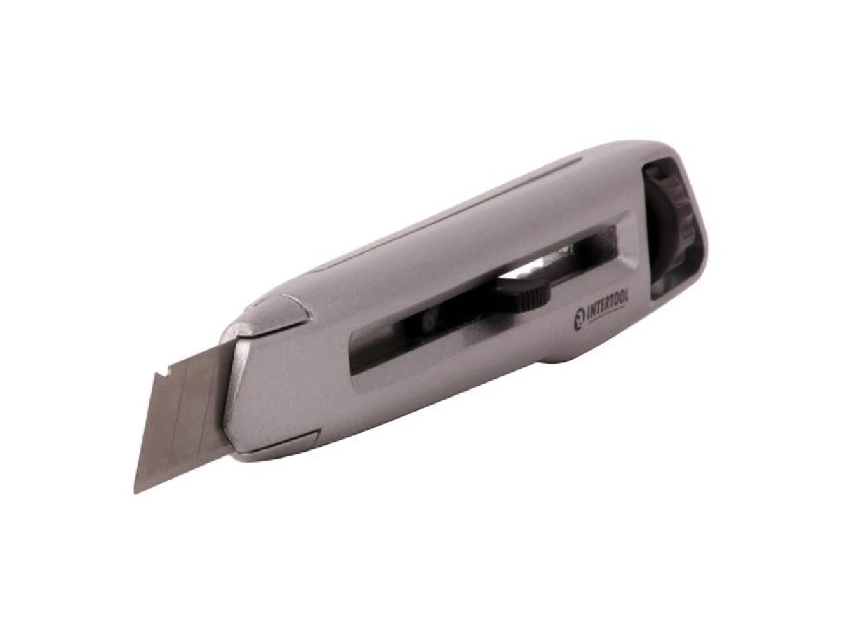 Ніж сегментний 18 мм, металевий, посилений, гвинтова фіксація INTERTOOL HT-0512 