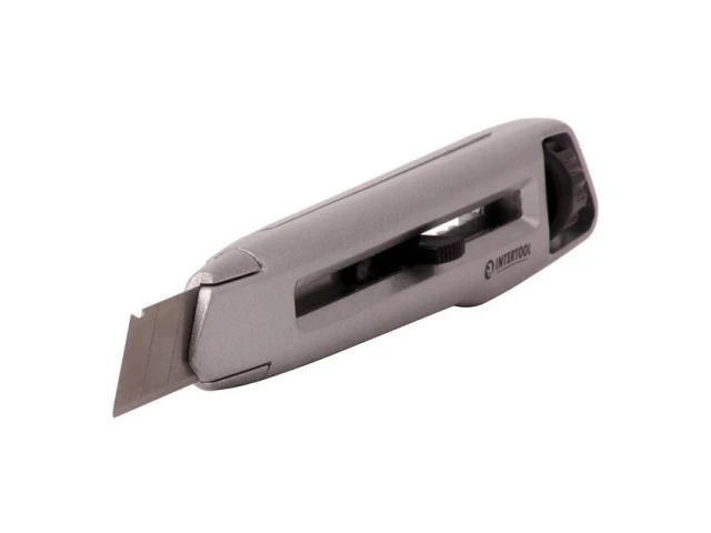 Ніж сегментний 18 мм, металевий, посилений, гвинтова фіксація INTERTOOL HT-0512 